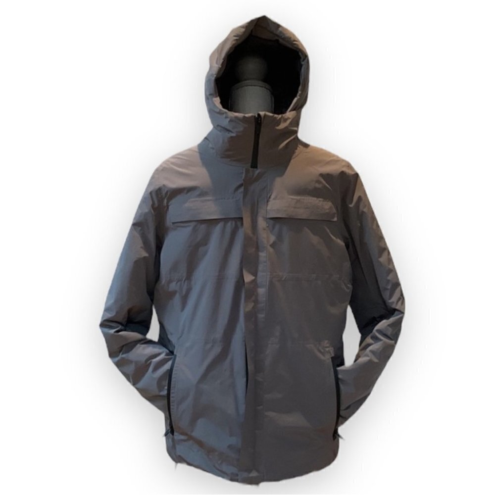 𝅺m0851 Gray down filled zip up hooded jacket size XS